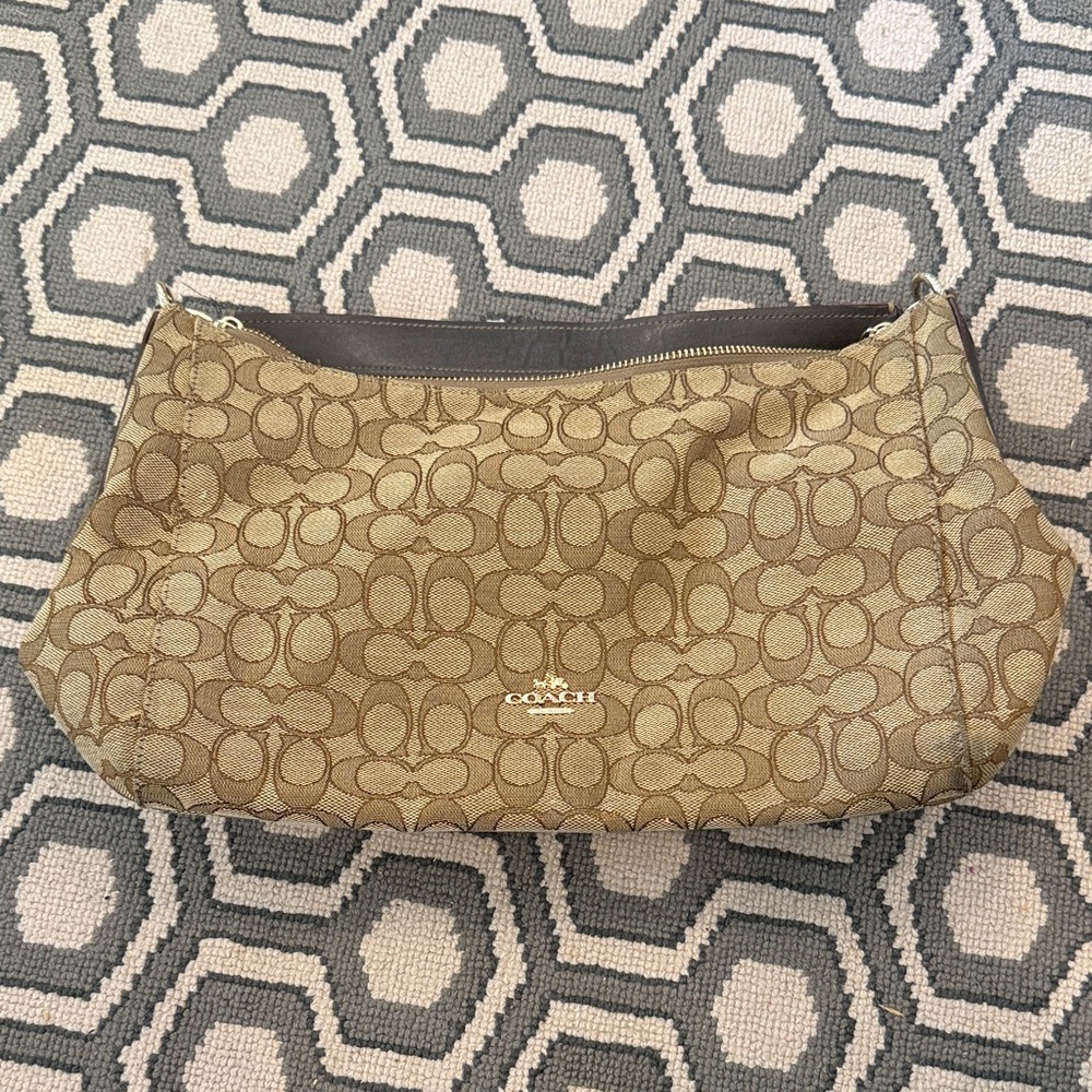 Authentic Coach Tan Signature Hobo Bag